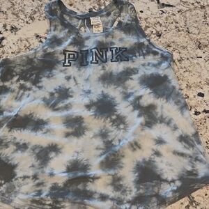 PINK Victoria's Secret Blue & Gray Tie-Dye Tank Top